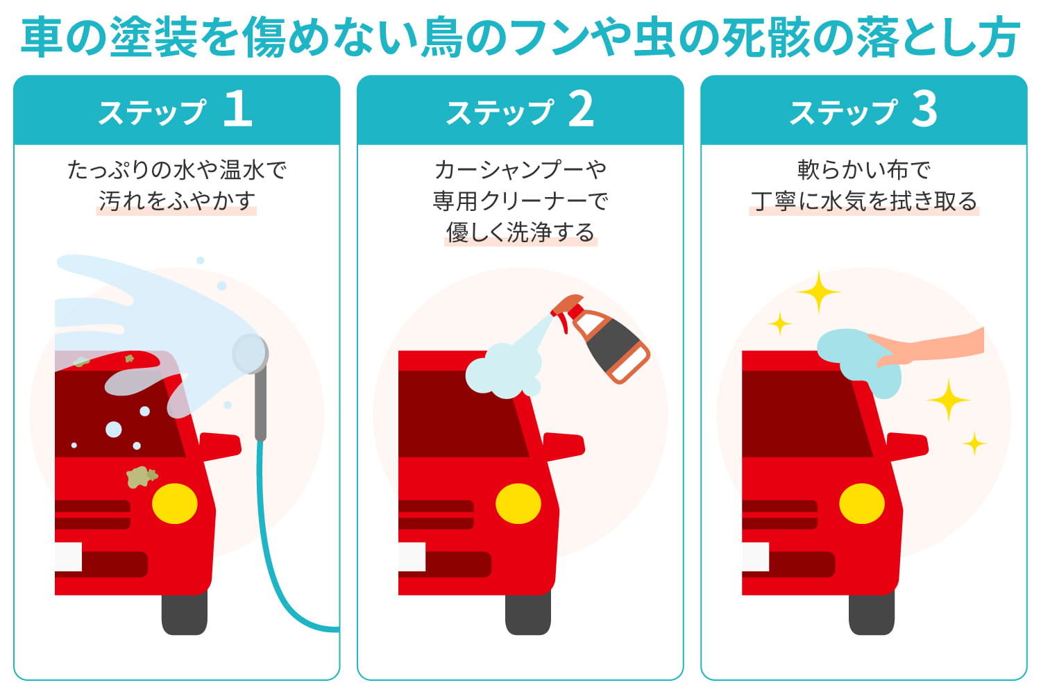 車の塗装を痛めない鳥のフンや虫の死骸の落とし方